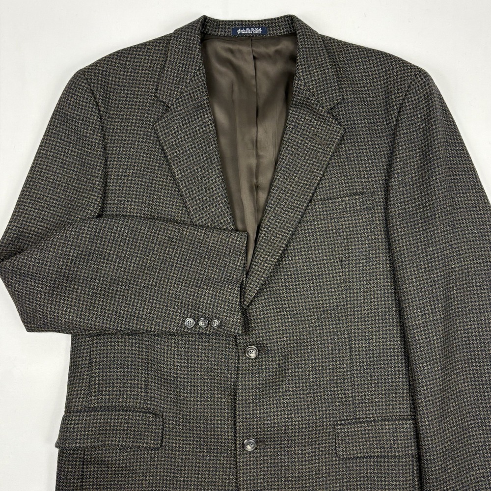 VTG 90s Austin Reed Wool Tweed Sport Coat Brown/Tan Houndstooth USA EUC